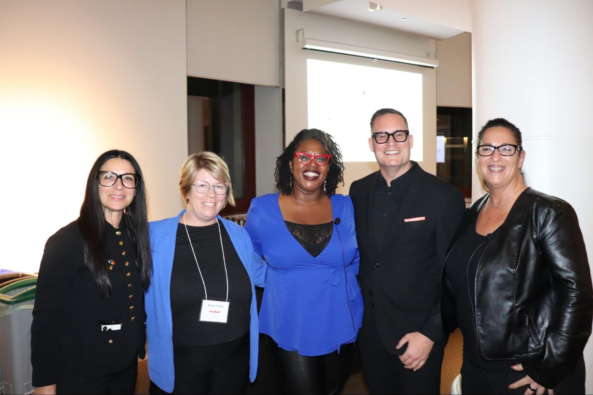 Photo Caption: Panelists Tracy Luca-Huger, Megan Conway, Aline Nizigama and Louise Dontigny posing with panel moderator Pascal Lepine.
