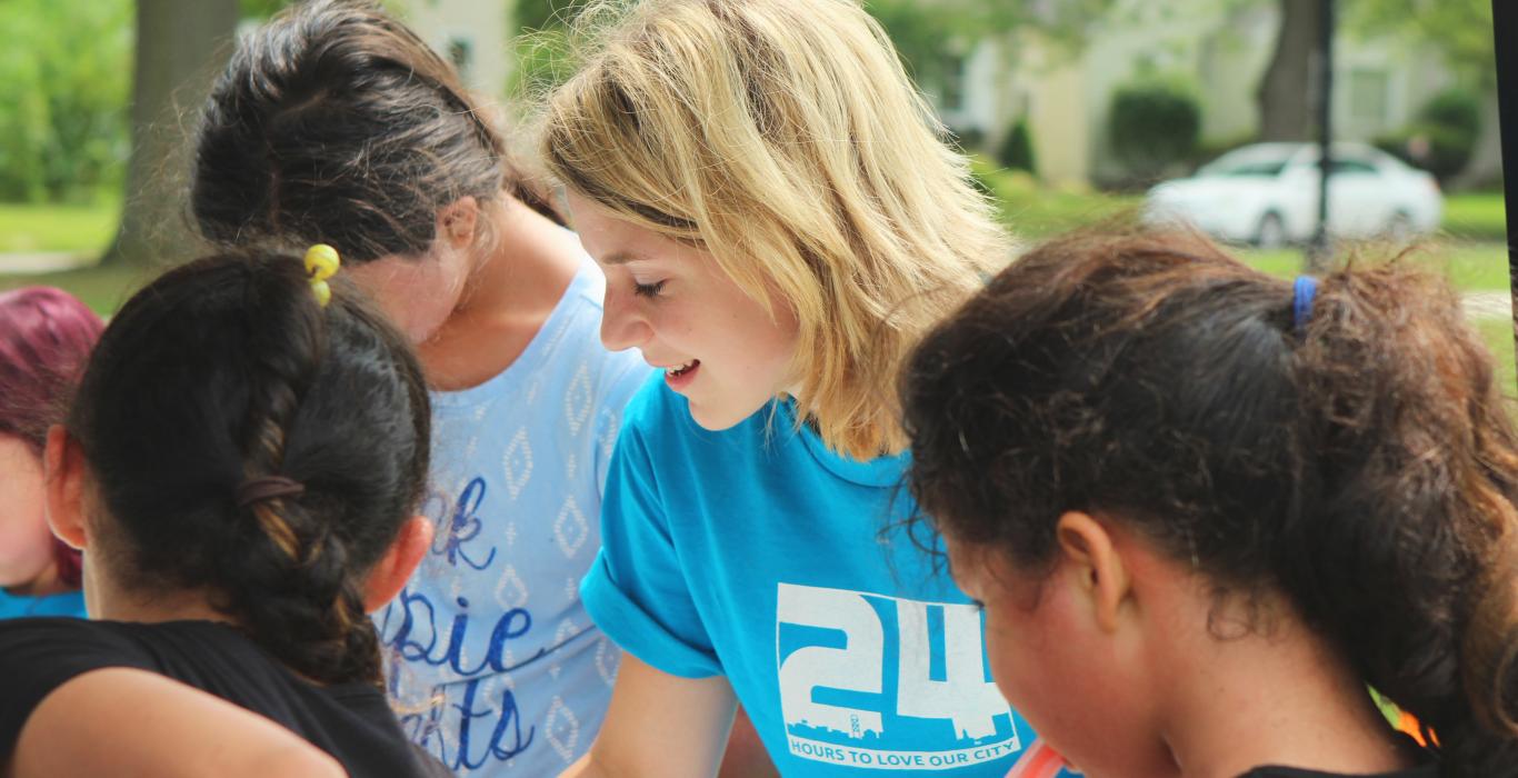 Group of girls volunteering