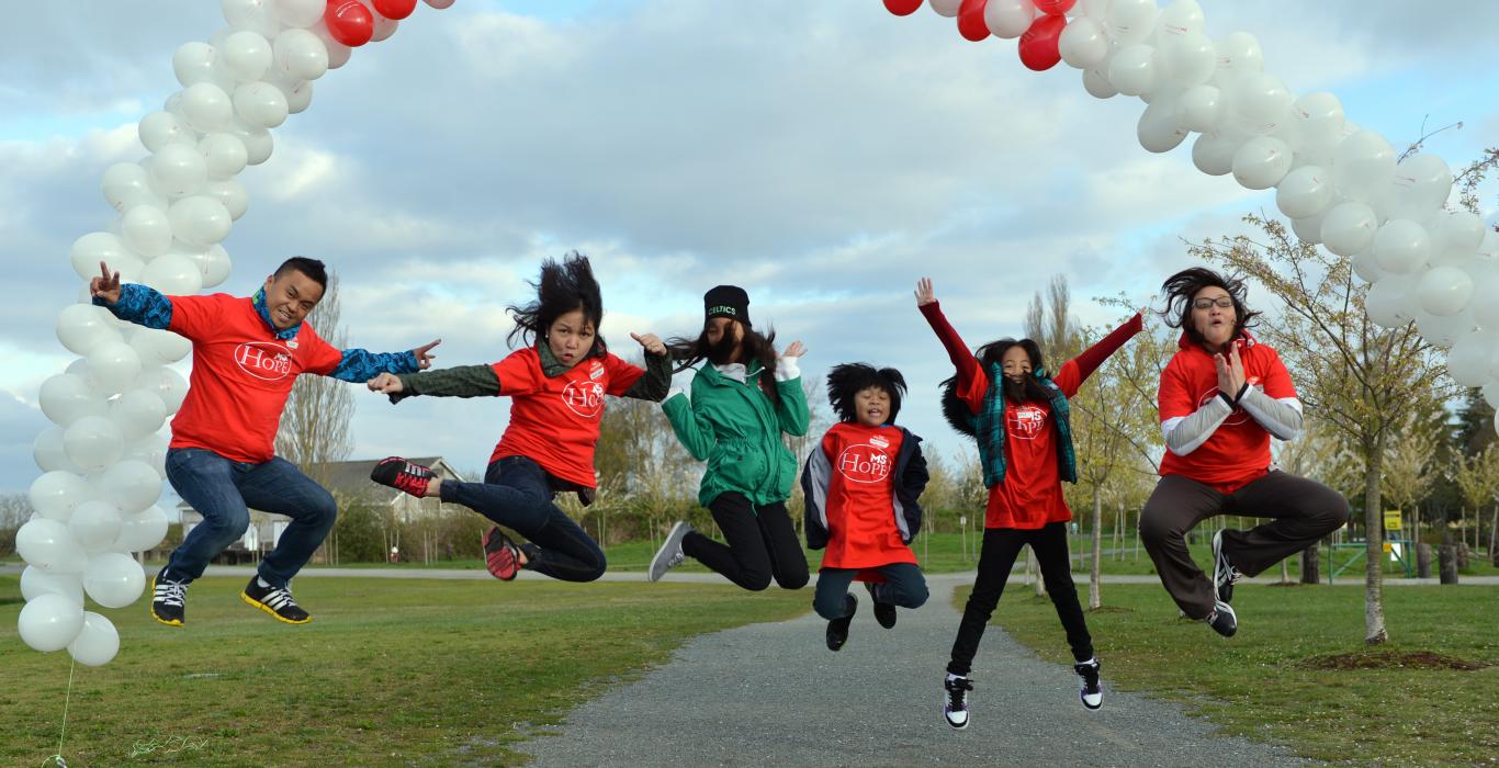 Kids jumping in the air